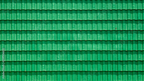 The stripe of the green roof by top view with the shadow at the roof edge. 