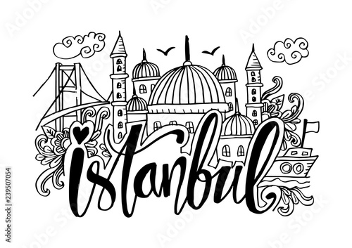 Photography Hand Drawn Symbols Of Istanbul.
