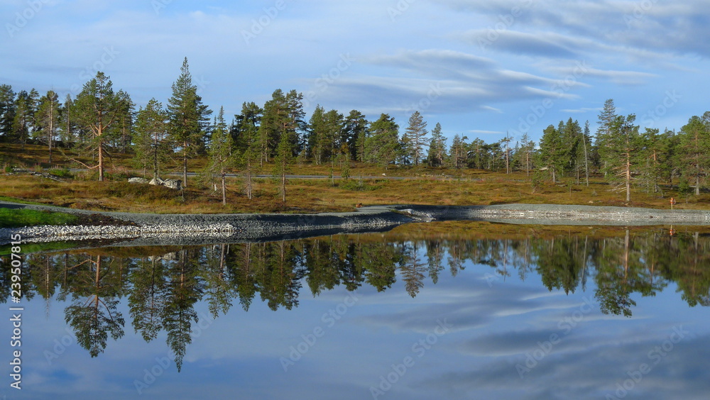 Norwegian lake and reflections, Buskerud, Norway