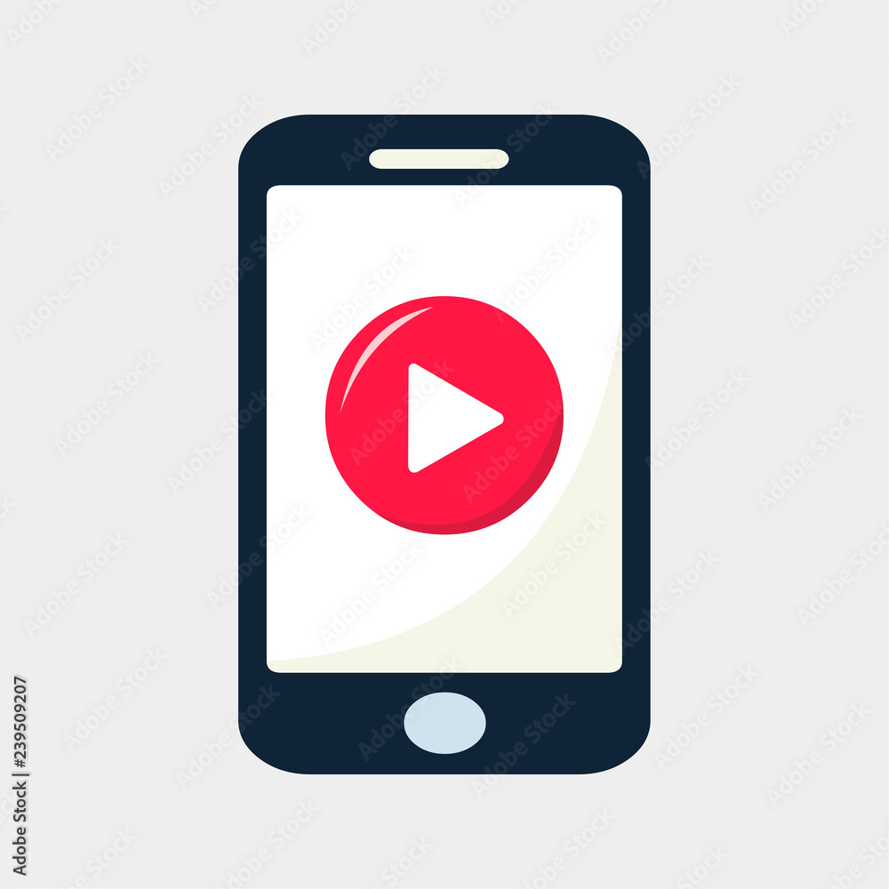 vector mobile phone with video player on the screen vector mobile phone with video player on the screen