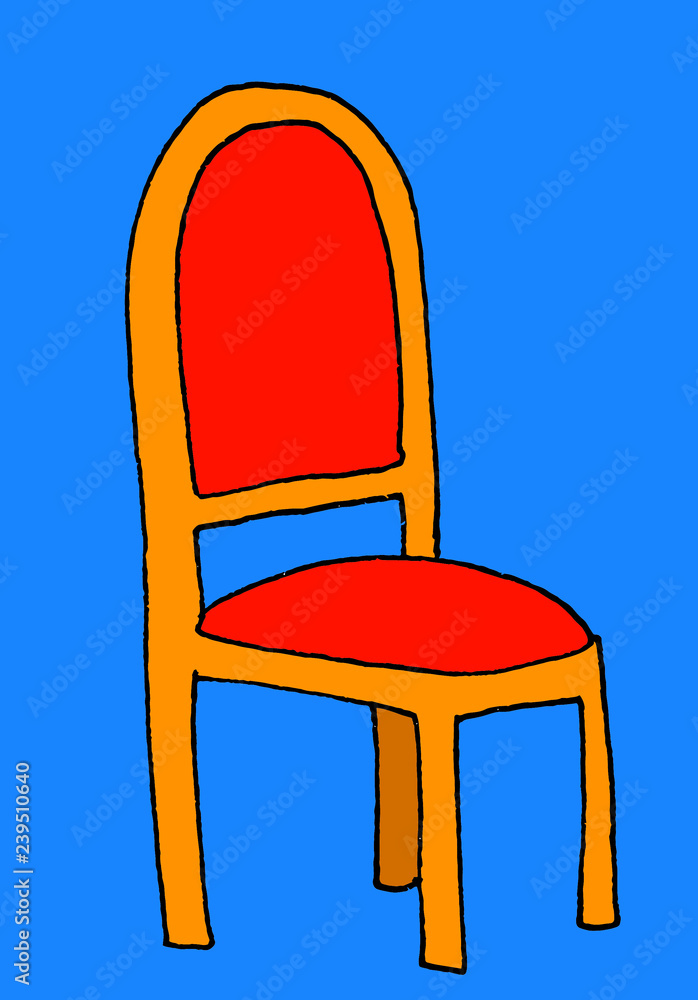 Illustration of a wooden chair on a blue background Illustration of a wooden chair on a blue background