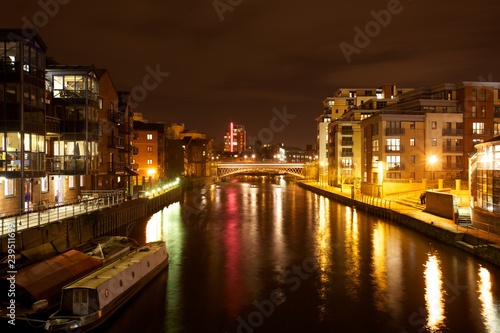 Leeds City centre one of the northern power house cities at night © mjgmedia