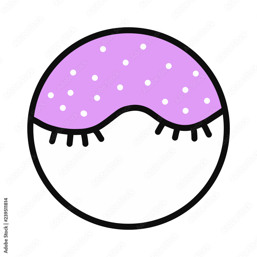 Violet mask for sleep with lashes hand drawn illustration logotype Violet mask for sleep with lashes hand drawn illustration logotype