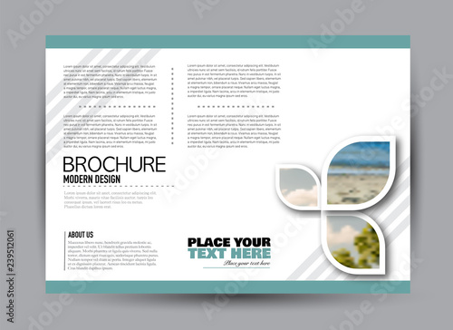 Flyer, brochure, billboard template design landscape orientation for business, education, school, presentation, website. Green color. Editable vector illustration.