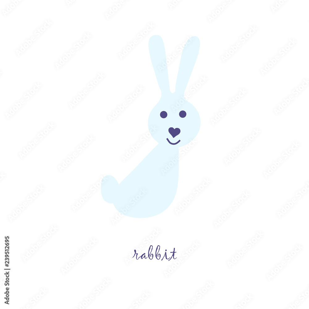 Cute rabbit, hare vector color characters set. Sketch rabbit, fox in pastel  blue colour. Forest animal doodle drawing, isolated scandinavian cartoon  kids book, textile, sticker, for web Stock Vector | Adobe Stock