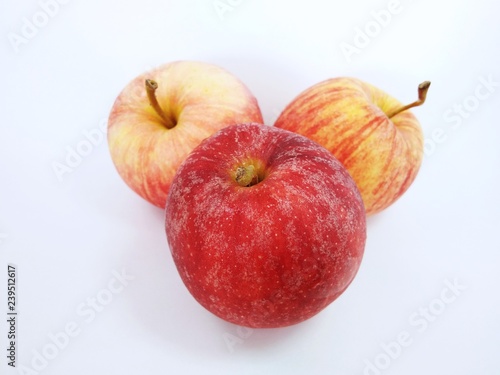 the apples against white background