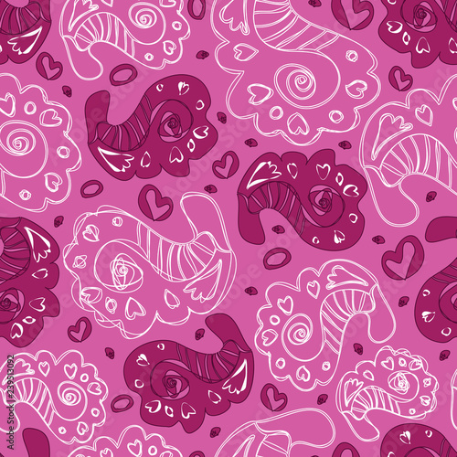 Paisley Hearts-Love in Parise Seamless Repeat Pattern Background
