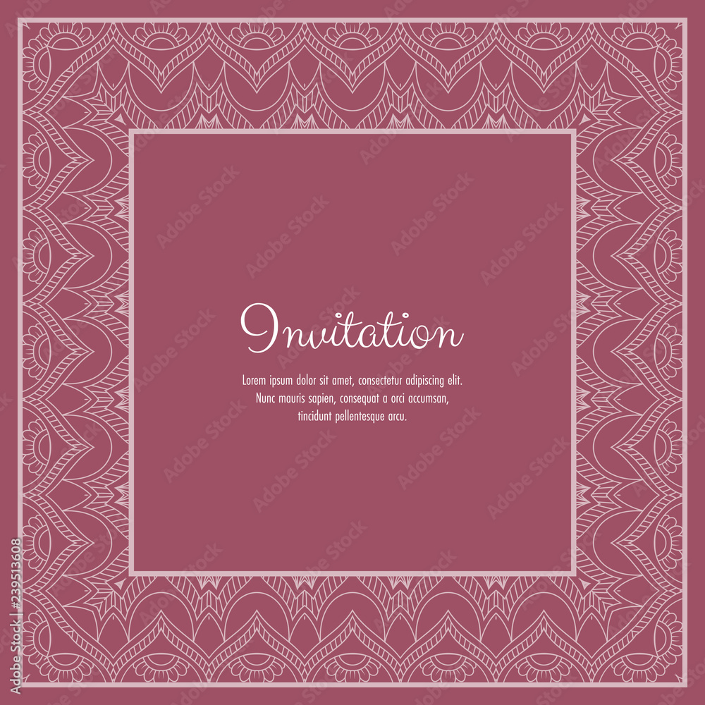 Abstract ornamental lace frame for greeting card or invitation