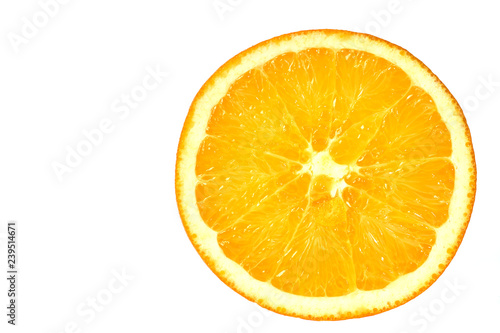Cut juicy orange isolated on white background