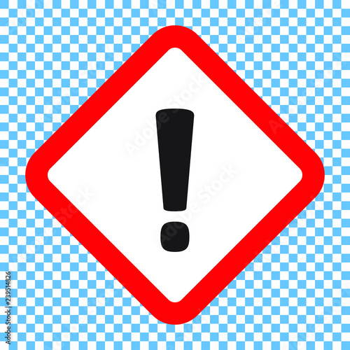 Exclamation mark, square hazard warning symbol, vector icon