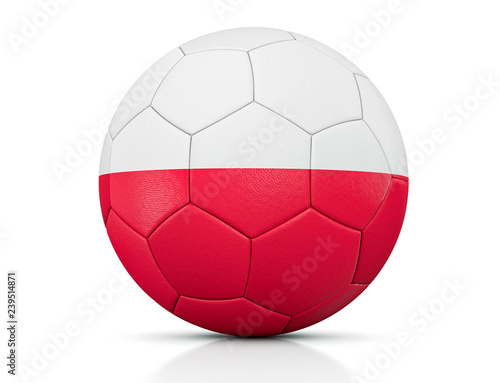 Soccer Ball  Classic soccer ball painted with the colors of the flag of Poland and apparent leather texture in studio  3D illustration