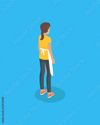 Waitress Barmaid or Housewife Isometric Personage