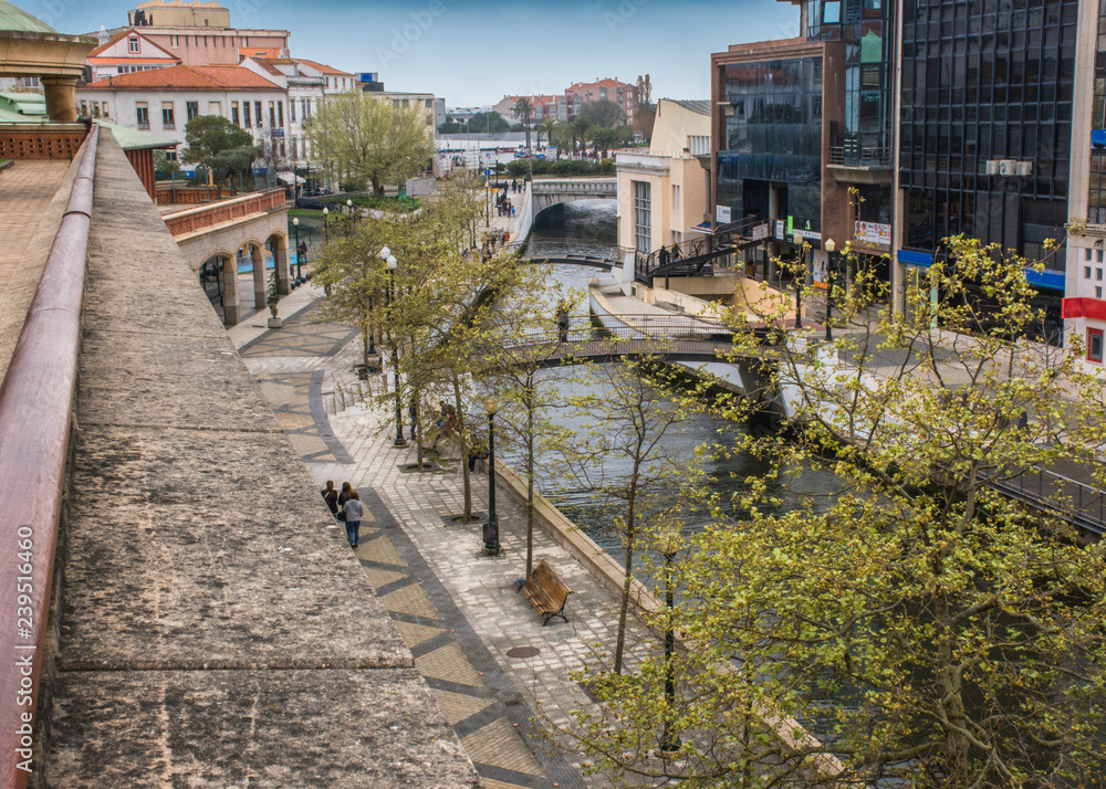 Gondola Canal Through Aveiro, Portugal