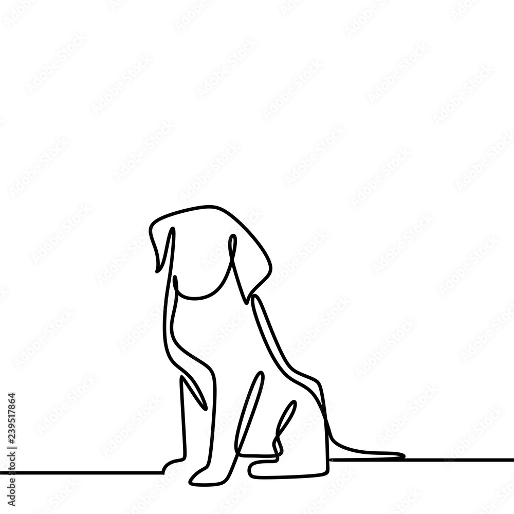 Dog drawing vector using continuous single one line art style isolated ...