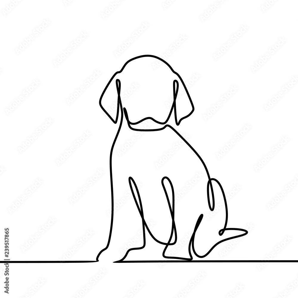 Dog drawing vector using continuous single one line art style isolated ...