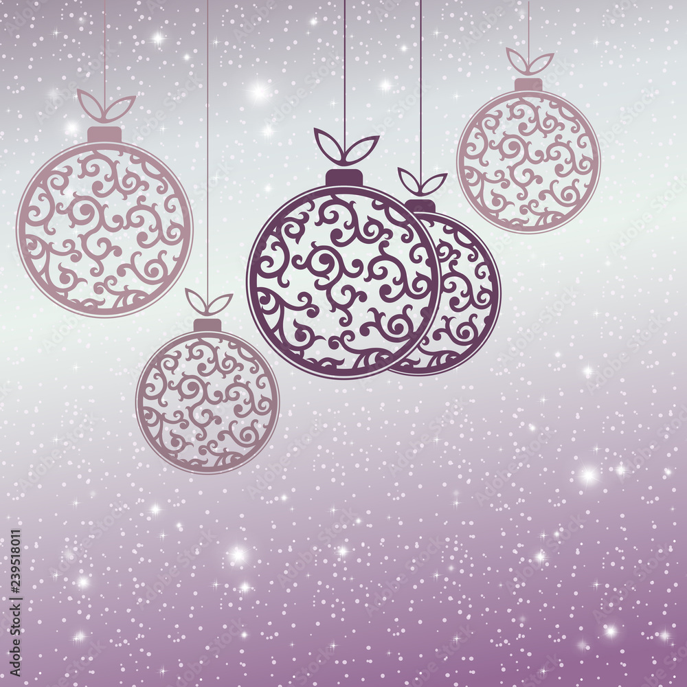 Christmas design with beautiful balls in retro style.