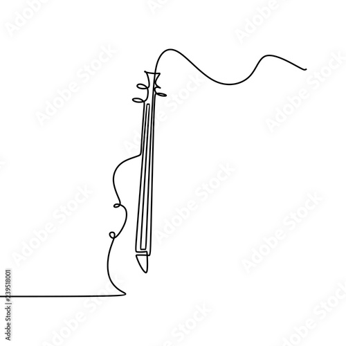 Cello one line drawing vector illustration. New minimalism style music theme.