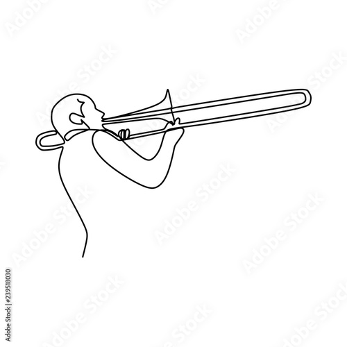 Foto one line drawing of jazz trumpet player