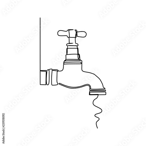 One line drawing of a faucet vector illustration