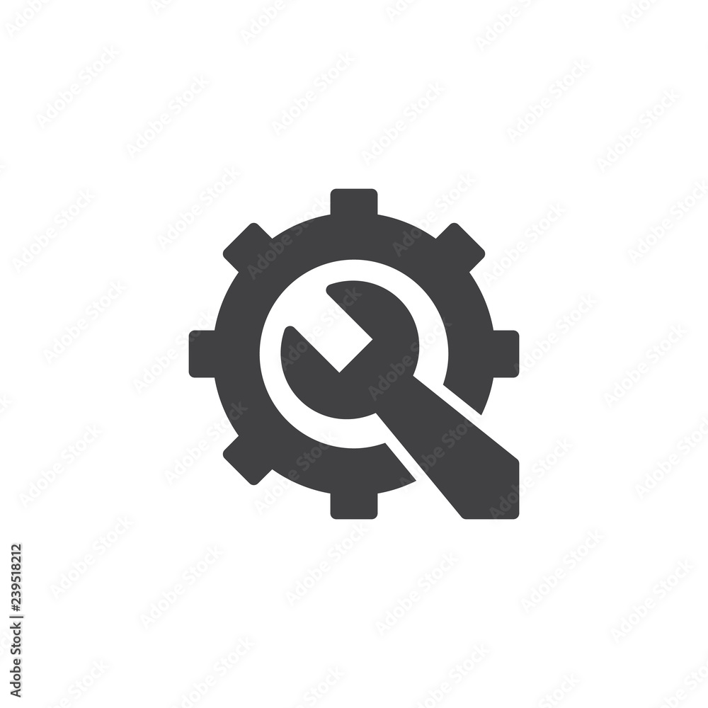 Gear and Wrench vector icon. filled flat sign for mobile concept and web design. Repair service simple solid icon. Maintenance symbol, logo illustration. Pixel perfect vector graphics Gear and Wrench vector icon. filled flat sign for mobile concept and web design. Repair service simple solid icon. Maintenance symbol, logo illustration. Pixel perfect vector graphics