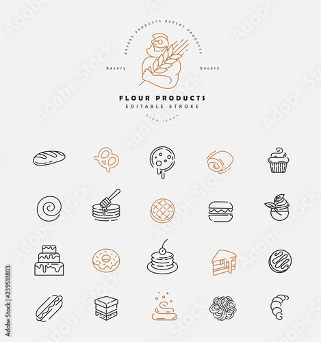 Vector icon and logo for natural flour product and bacery