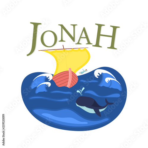 Christian worship and praise. Jonah and the whale with text: Jonah