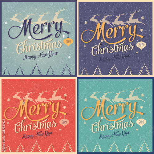 marry christmas color greeting card with deer