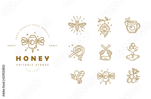 Vector icon and logo honey. Editable outline stroke size