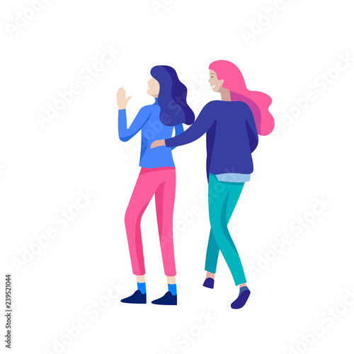 Vector people character walking on the street in autumn or winter clothes