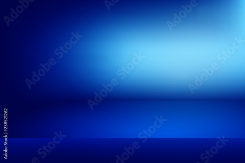 blue horizontal studio gradient wall room, Modern interior background