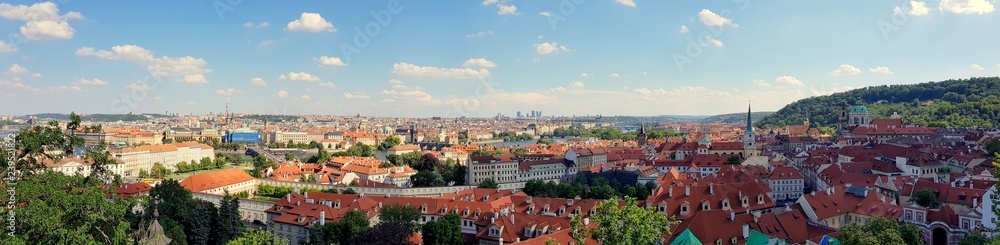 The beautiful panorama of Prague during a summer trip around Europe