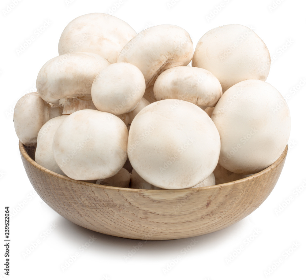 Mushrooms in a cup isolated on white background