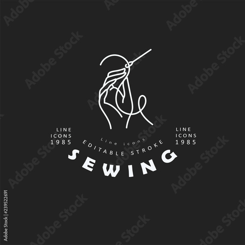 Vector icon and logo sewing and handmade. Editable outline stroke