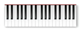 Top view of realistic detailed shaded piano keyboard.