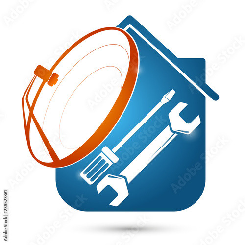 Satellite dish home installation silhouette vector
