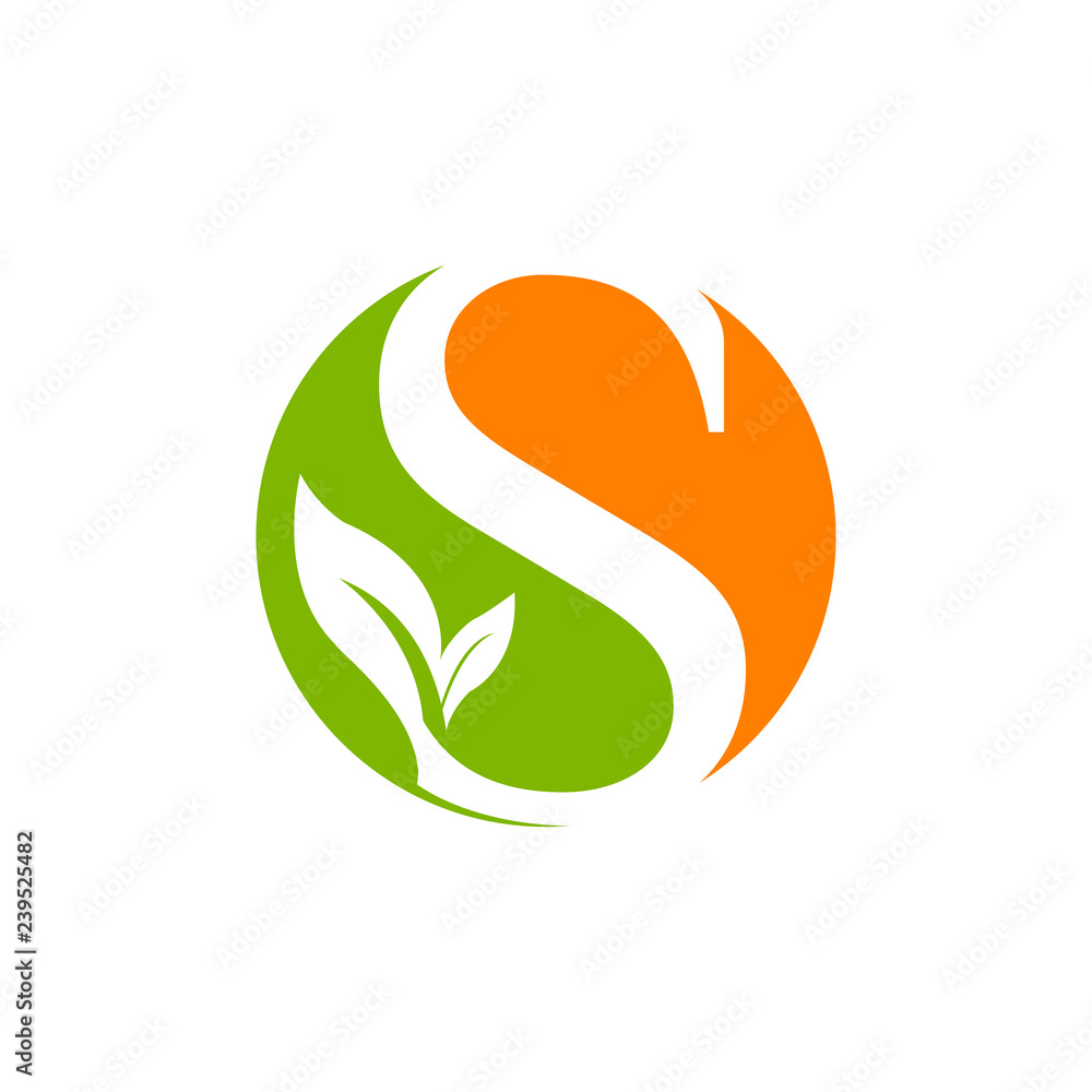Letter S logo design template green leaf nature design for business and company identity. Abstract initial S alphabet logo element.