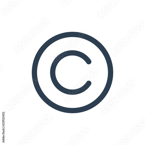 Copyright symbol isolated on transparent background. vector line art