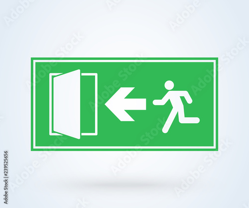 Emergency exit sign vector.  illustration symbol green  door