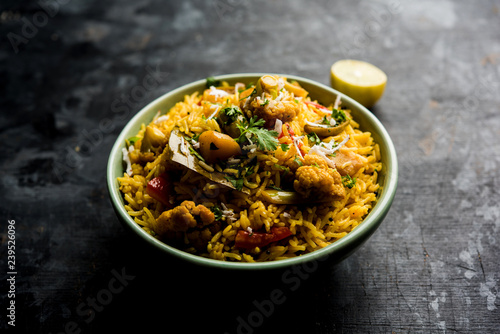 Masala Rice or masale bhat - is a spicy vegetable fried rice / biryani or Pulav usually made during wedding occassions in maharashtra, India