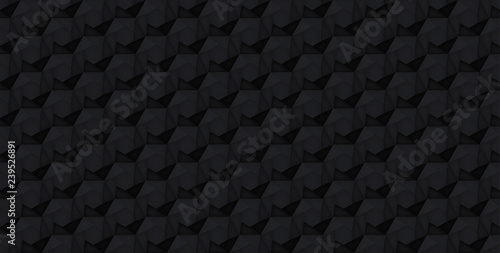 Volume realistic vector hexagon seamless pattern, black geometric tiles texture, design light background for you projects © panimoni