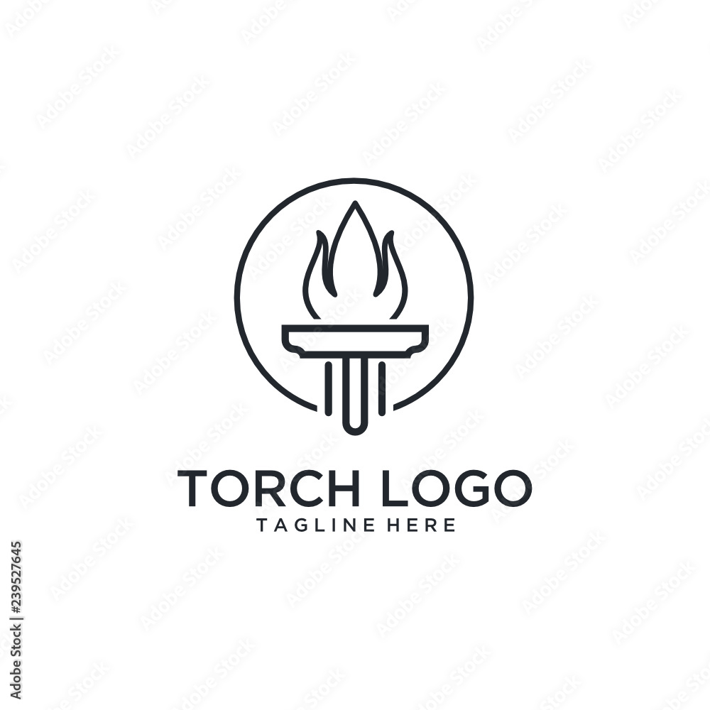 Initial T for Torch logo design with line art style - Vector Initial T for Torch logo design with line art style - Vector
