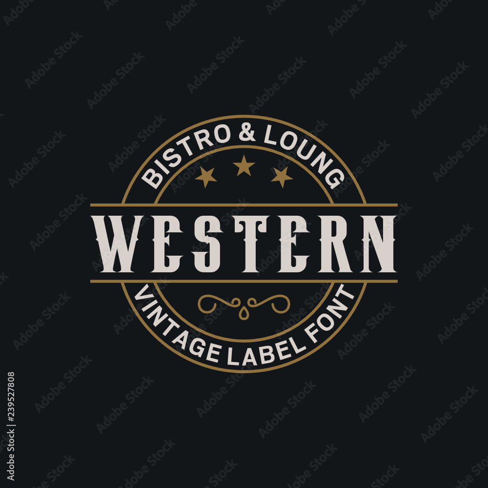 Vintage Country Emblem Typography for Western Bar/Restaurant Logo design inspiration - Vector