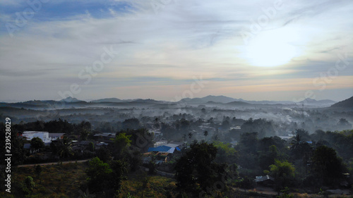 Beautiful scenery of rural villages, sunrise, great mountain views and aerial views.