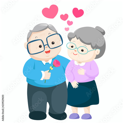 Lovely elderly couple vector.