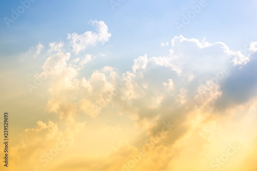 Beautiful sky and the sun in evening after the big storm.  Sky background or backdrop.