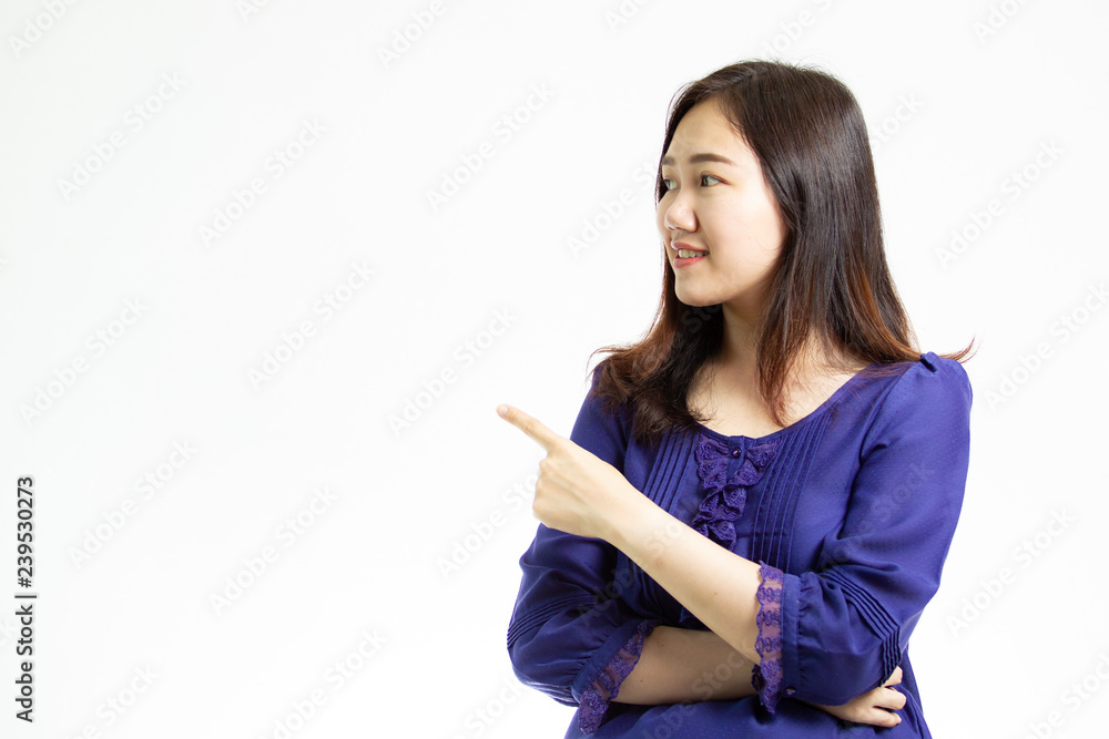 Portrait photograph of smart and good looking Asian women in the blue shirt close up on white background. Studio lighting set up. Portrait photograph of smart and good looking Asian women in the blue shirt close up on white background. Studio lighting set up.