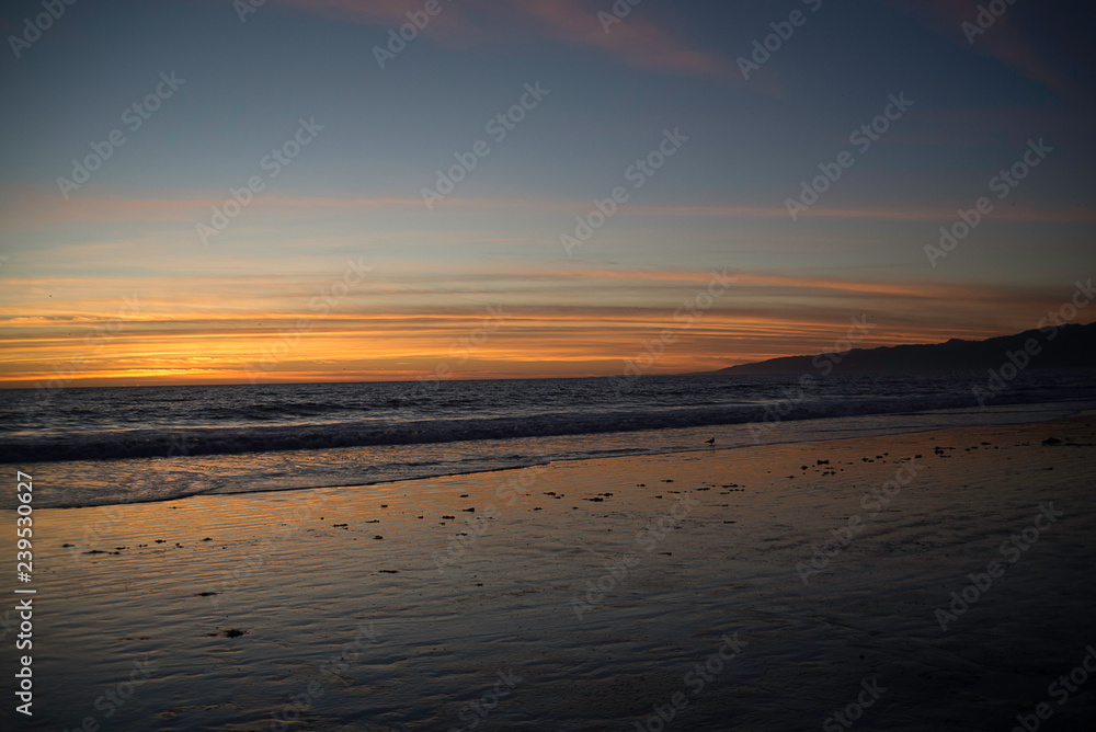 Winter sunset in venice beach