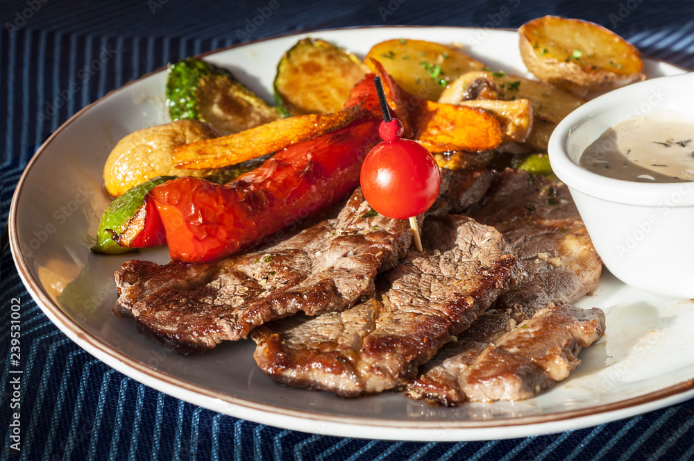 Beef fillet steak with potatoes