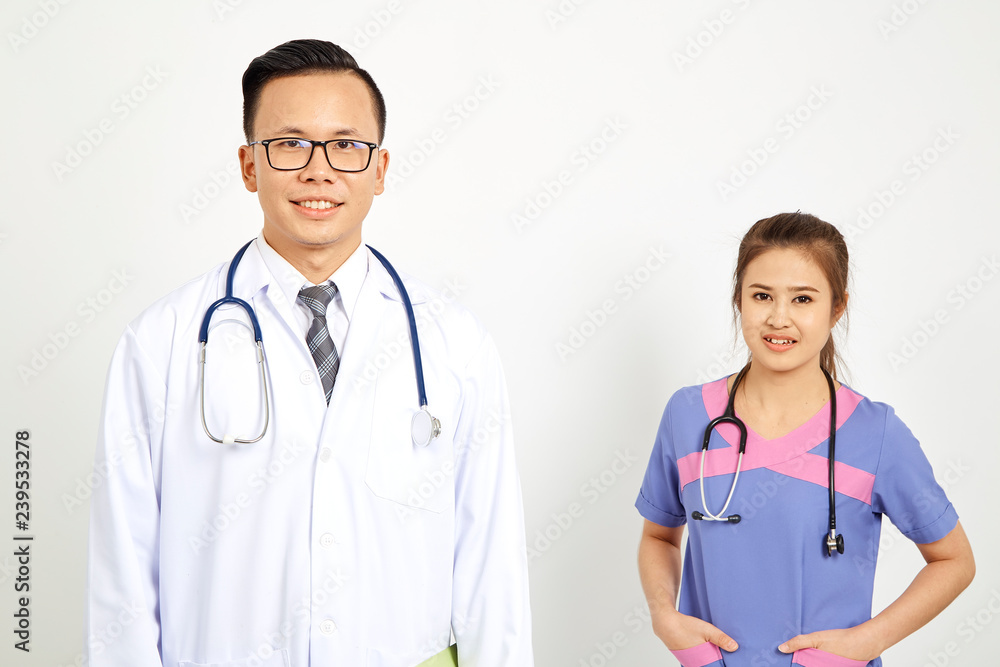 Doctor with nurse on white background Doctor with nurse on white background