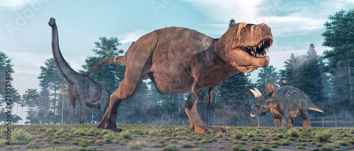 Obraz na płótnie zwierzę tyranozaur dżungla dinozaur 3D